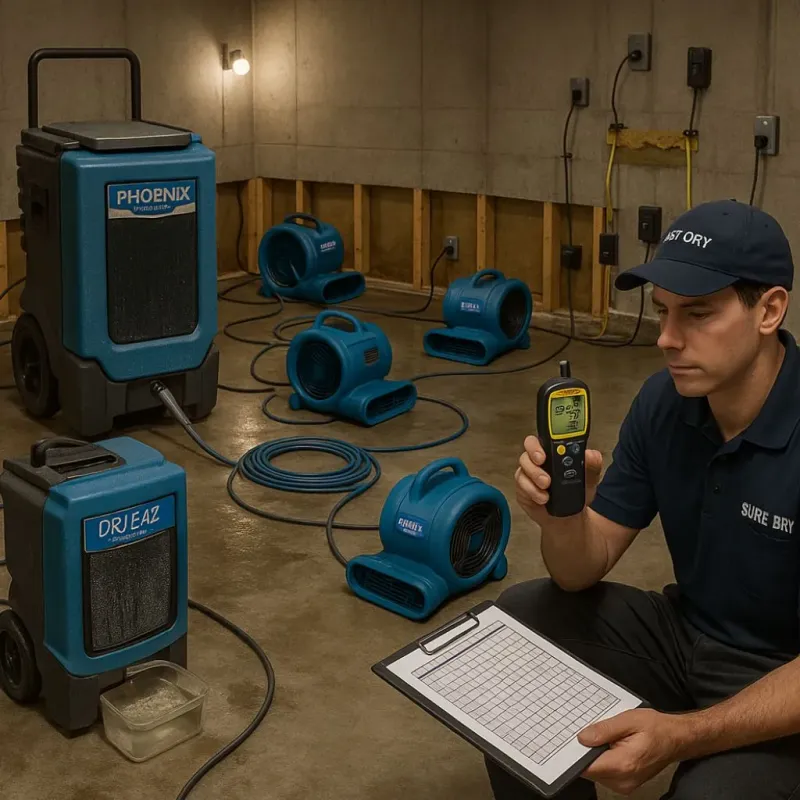 Structural Drying and Dehumidification process in Brookfield Center, OH